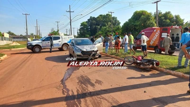 Motociclista fica ferido após avançar via preferencial e colidir contra carro em Rolim de Moura Motociclista fica ferido após avançar via preferencial e colidir contra carro em Rolim de Moura