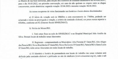 EDITAL DE CONVOCAÇÃO E CRONOGRAMA - ELEIÇÃO SINDICAL 2022 A 2026