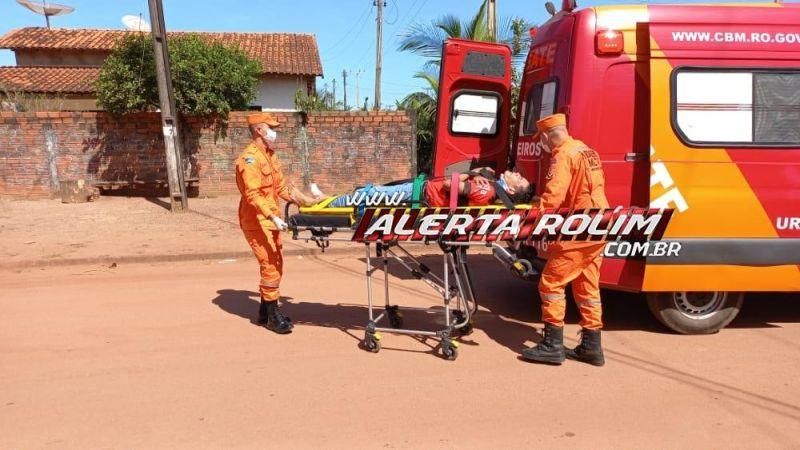 Motociclista fratura o pé afor mais um acidente de moto em Rolim de Moura
