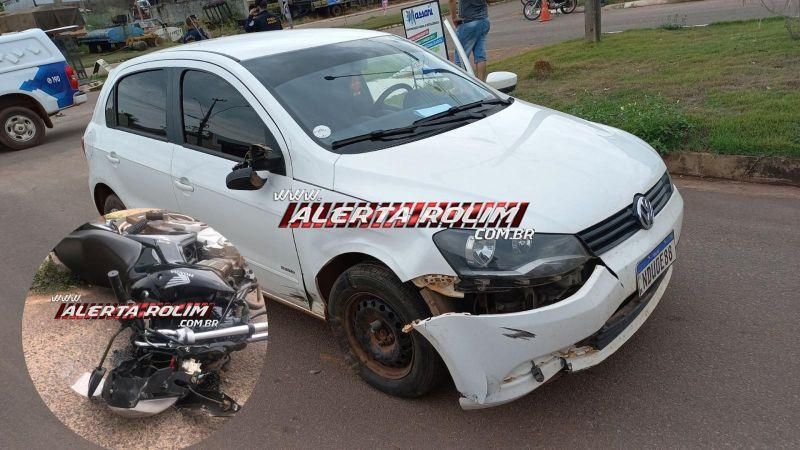 Adolescente fica ferido após colisão entre e carro em Rolim de Moura Adolescente fica ferido após colisão entre e carro em Rolim de Moura
