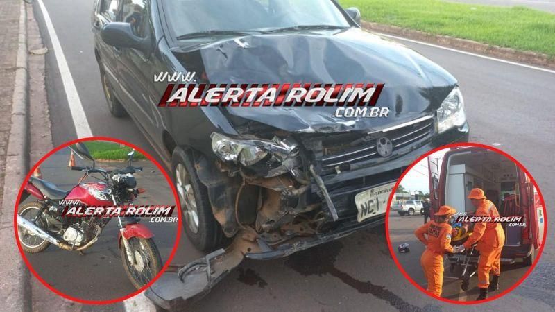 Acidente entre carro e moto é registrado no centro de Rolim de Moura Acidente entre carro e moto é registrado no centro de Rolim de Moura