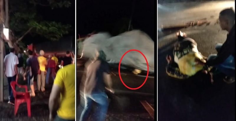 Após ser cercado por manifestantes, caminhoneiro acelera caminhão, passa em cima de barracas e atropela uma manifestante em Cacoal; vídeos Após ser cercado por manifestantes, caminhoneiro acelera caminhão, passa em cima de barracas e atropela uma manifestante em Cacoal; vídeos