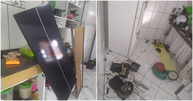 Mulher espanca o marido e enteada e destrói tudo em apartamento Mulher espanca o marido e enteada e destrói tudo em apartamento