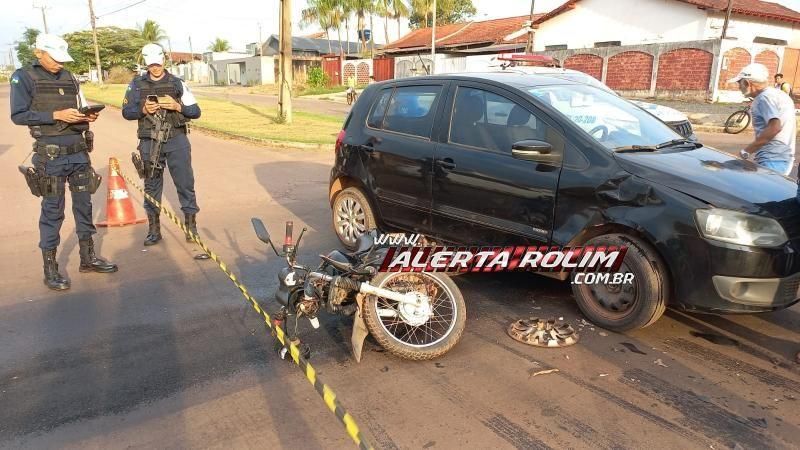 Terceiro acidente desta sexta envolveu carro e moto em Rolim de Moura Terceiro acidente desta sexta envolveu carro e moto em Rolim de Moura