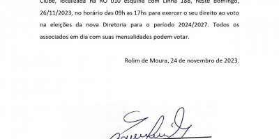 ELEIÇÕES AABB DE ROLIM DE MOURA - PERÍODO 2024 A 2027
