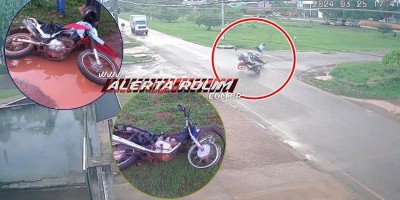 Durante fuga, motociclista invade preferencial e bate em outra moto em Rolim de Moura;...