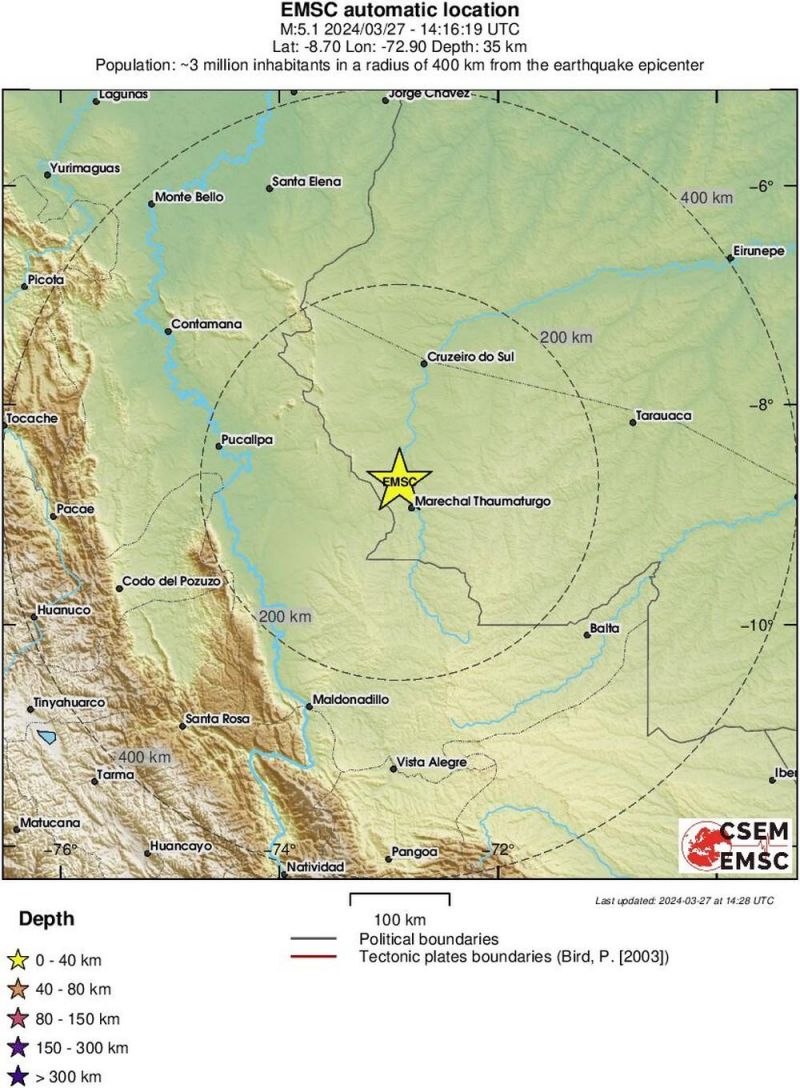 Terremoto de magnitude 5,1 é registrado no interior do AC Terremoto de magnitude 5,1 é registrado no interior do AC