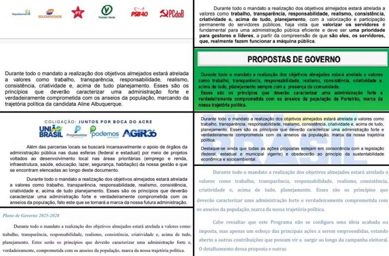 Plágio?! Frase é repetida em propostas de governo de 274 candidatos a prefeito de 22 dos 29 partidos que concorrem as eleições deste ano Plágio?! Frase é repetida em propostas de governo de 274 candidatos a prefeito de 22 dos 29 partidos que concorrem as eleições deste ano