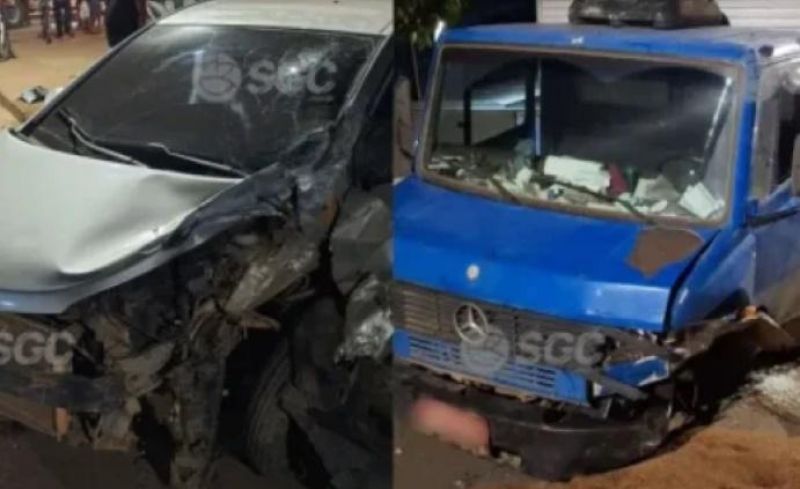 Colisão entre carro e caminhão deixa uma pessoa ferida na noite deste sábado (5) Colisão entre carro e caminhão deixa uma pessoa ferida na noite deste sábado (5)