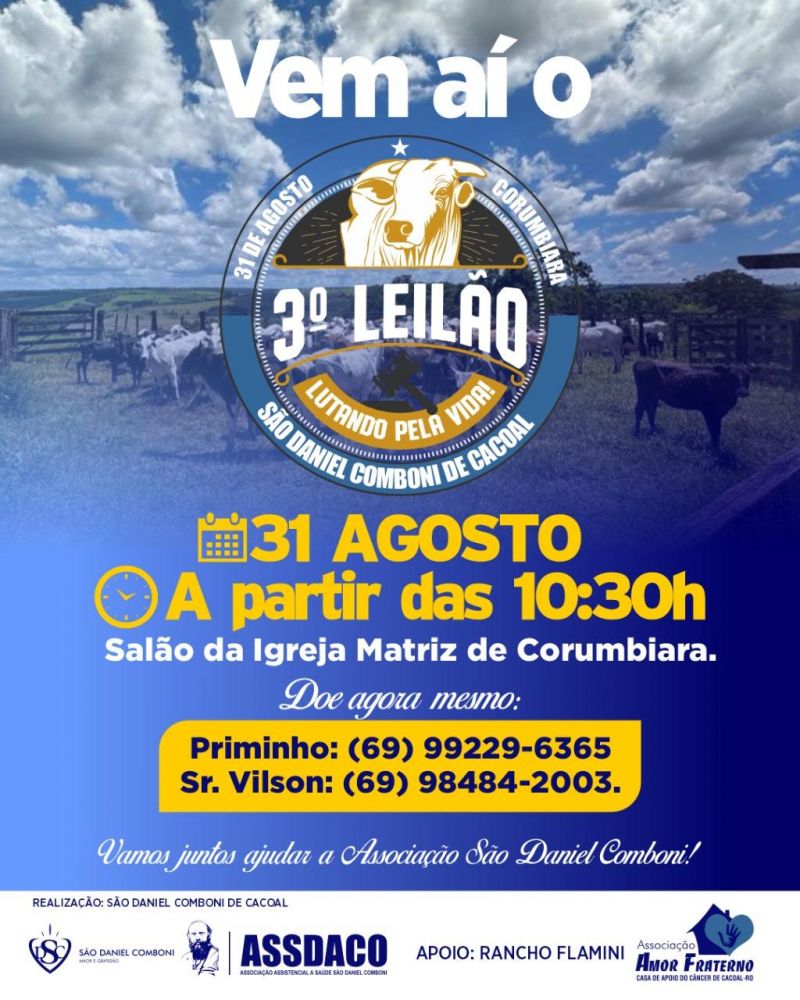 3º Leilão Solidário em Corumbiara une comunidade em prol da saúde e inclusão 3º Leilão Solidário em Corumbiara une comunidade em prol da saúde e inclusão