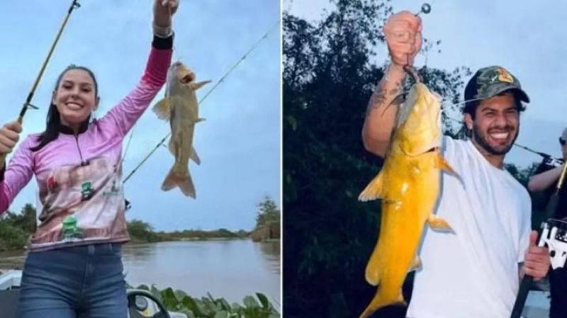 Ana Castela pesca pela primeira vez em viagem com Zé Felipe e família Ana Castela pesca pela primeira vez em viagem com Zé Felipe e família