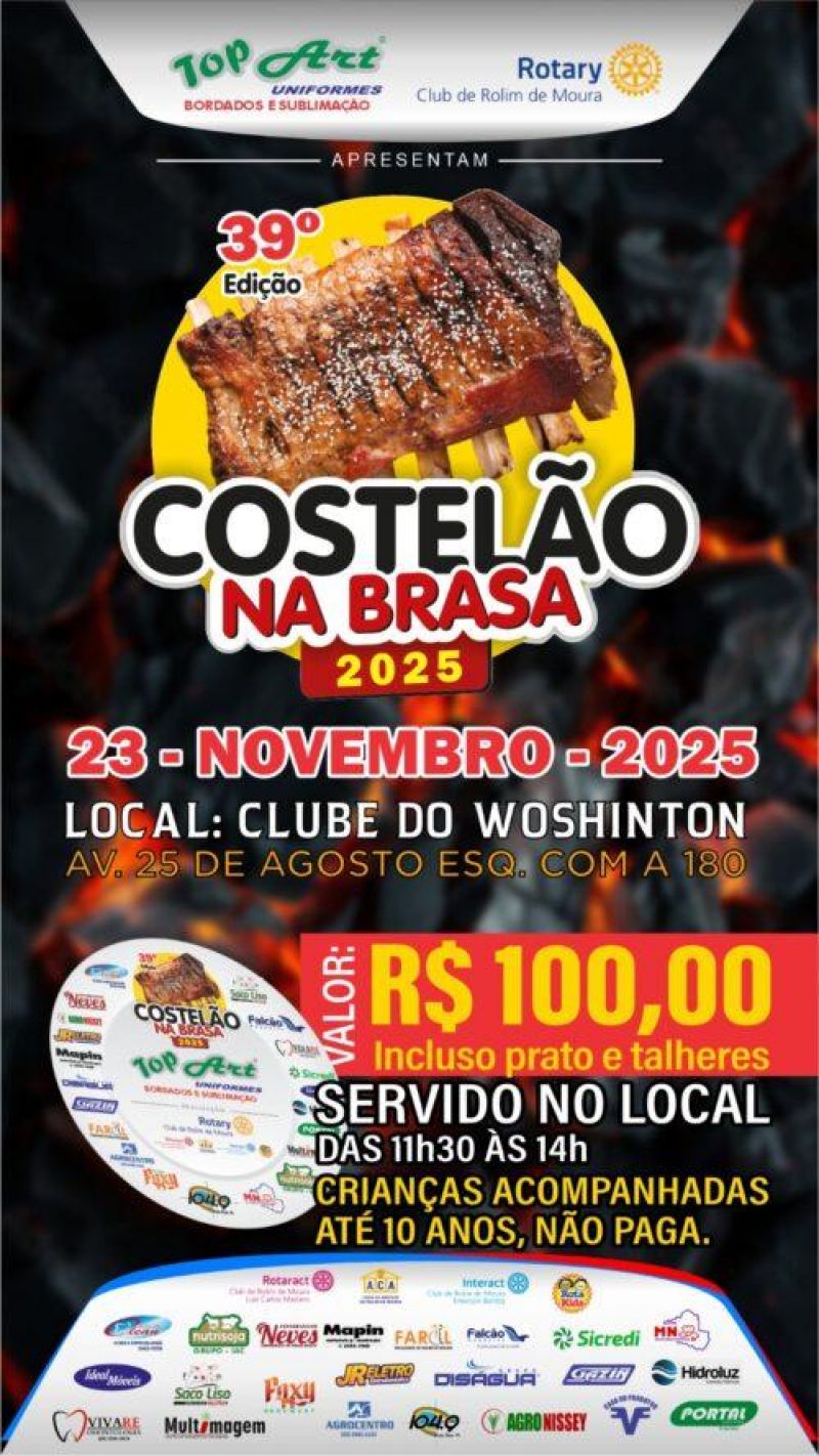 Rolim de Moura – 39ª Edição do Costelão na Brasa do Rotary Club acontece neste domingo (23) Rolim de Moura – 39ª Edição do Costelão na Brasa do Rotary Club acontece neste domingo (23)