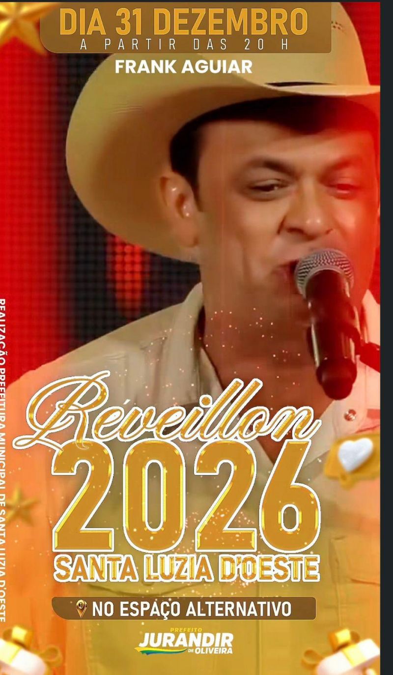 SANTA LUZIA DO OESTE: Frank Aguiar agitará o réveillon mais badalado da zona da mata SANTA LUZIA DO OESTE: Frank Aguiar agitará o réveillon mais badalado da zona da mata