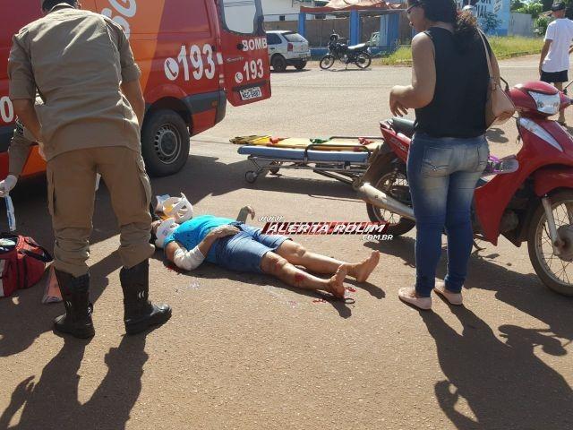 Rolim de Moura - Motociclista inabilitado bate em Biz ocupada por duas irmãs, se evade do local, mas logo em seguida é localizado pela Polícia Militar