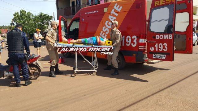 Rolim de Moura - Motociclista inabilitado bate em Biz ocupada por duas irmãs, se evade do local, mas logo em seguida é localizado pela Polícia Militar