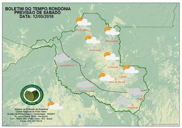 Sipam prevê frente fria em Rondônia neste fim de semana