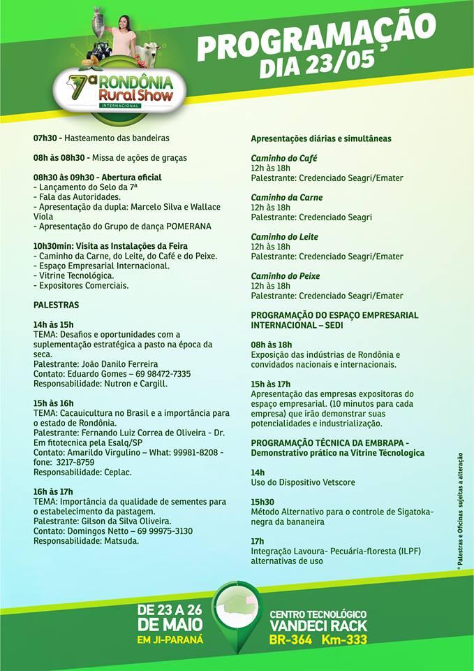 7ª Rondônia Rural Show inicia nesta quarta, 23; confira a programação completa