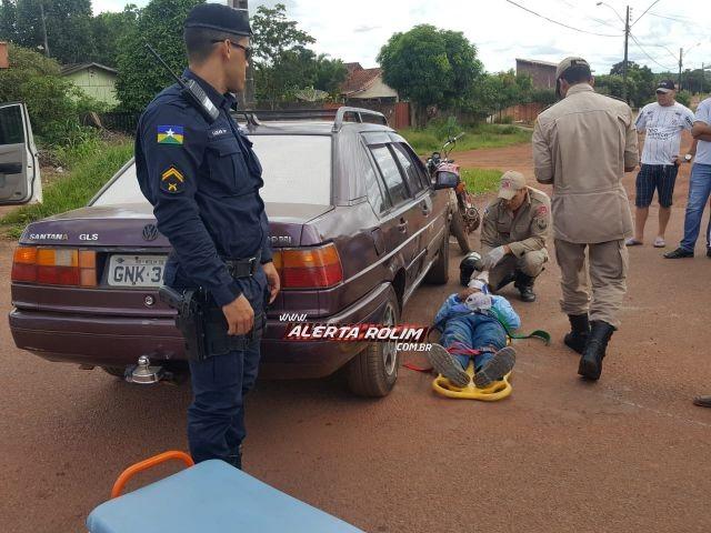 Rolim de Moura - Carro e moto colidem no Boa Esperança e uma pessoa fica ferida