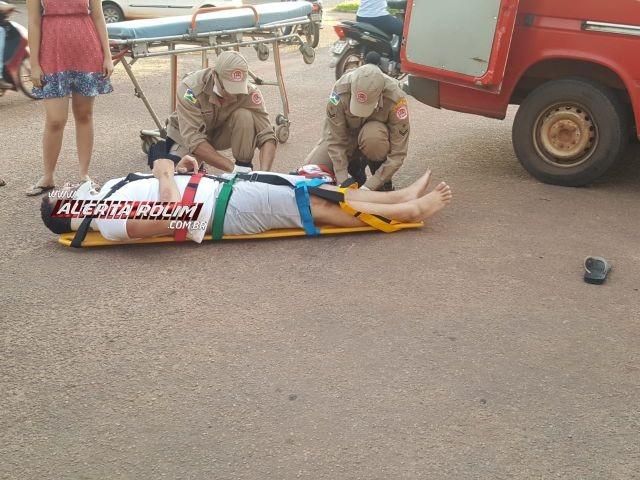 Rolim de Moura- Motociclista fica ferido ao ser atingido por carro no Centro da cidade