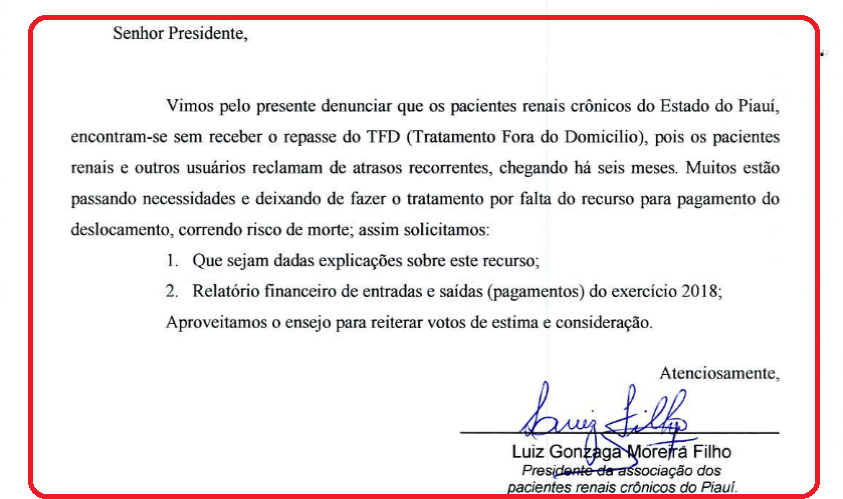 Secretário: atraso na prestação de contas prejudicaria repasses a doentes renais Secretário: atraso na prestação de contas prejudicaria repasses a doentes renais