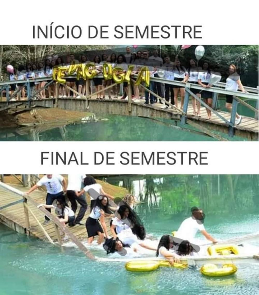 Universitários caem em lago após passarela desabar durante sessão fotográfica em RO Universitários caem em lago após passarela desabar durante sessão fotográfica em RO
