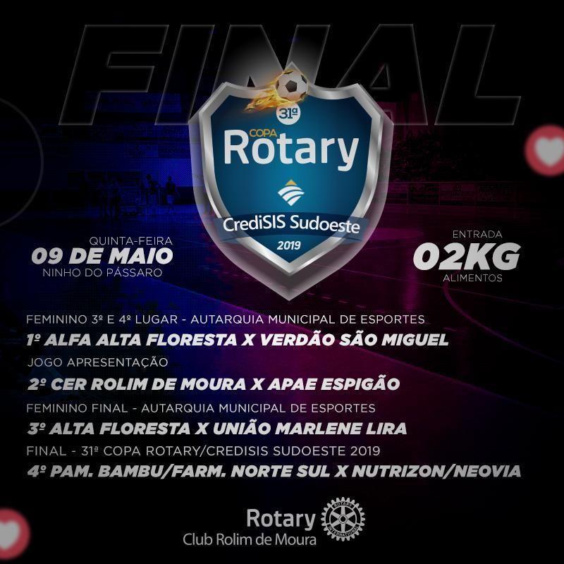 ROLIM DE MOURA: Final da 31º Copa Rotary é nesta quinta-feira, 09 ROLIM DE MOURA: Final da 31º Copa Rotary é nesta quinta-feira, 09