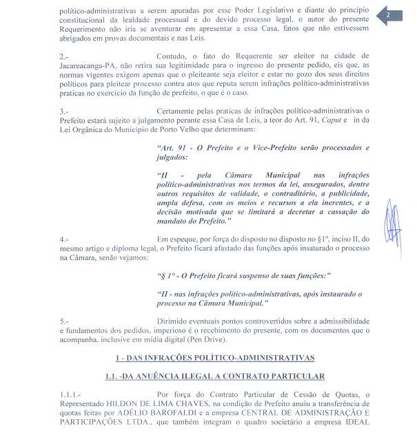 IMPEACHMENT: Hildon Chaves tem quarto pedido de afastamento impetrado na Câmara de Vereadores IMPEACHMENT: Hildon Chaves tem quarto pedido de afastamento impetrado na Câmara de Vereadores