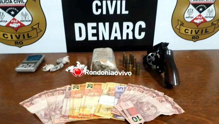 INVESTIGAÇÃO: Denarc fecha mais uma boca de fumo e prende traficante com arma e drogas INVESTIGAÇÃO: Denarc fecha mais uma boca de fumo e prende traficante com arma e drogas