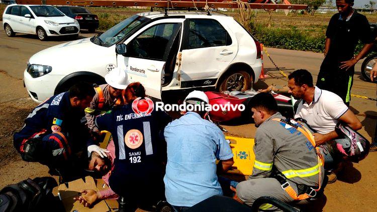 ULTRAPASSAGEM: Acidente envolvendo carro da Energisa deixa motociclista ferido ULTRAPASSAGEM: Acidente envolvendo carro da Energisa deixa motociclista ferido