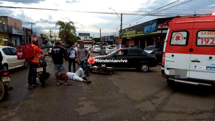 Motociclista fica ferido após colidir em carro que avançou a preferencial Motociclista fica ferido após colidir em carro que avançou a preferencial