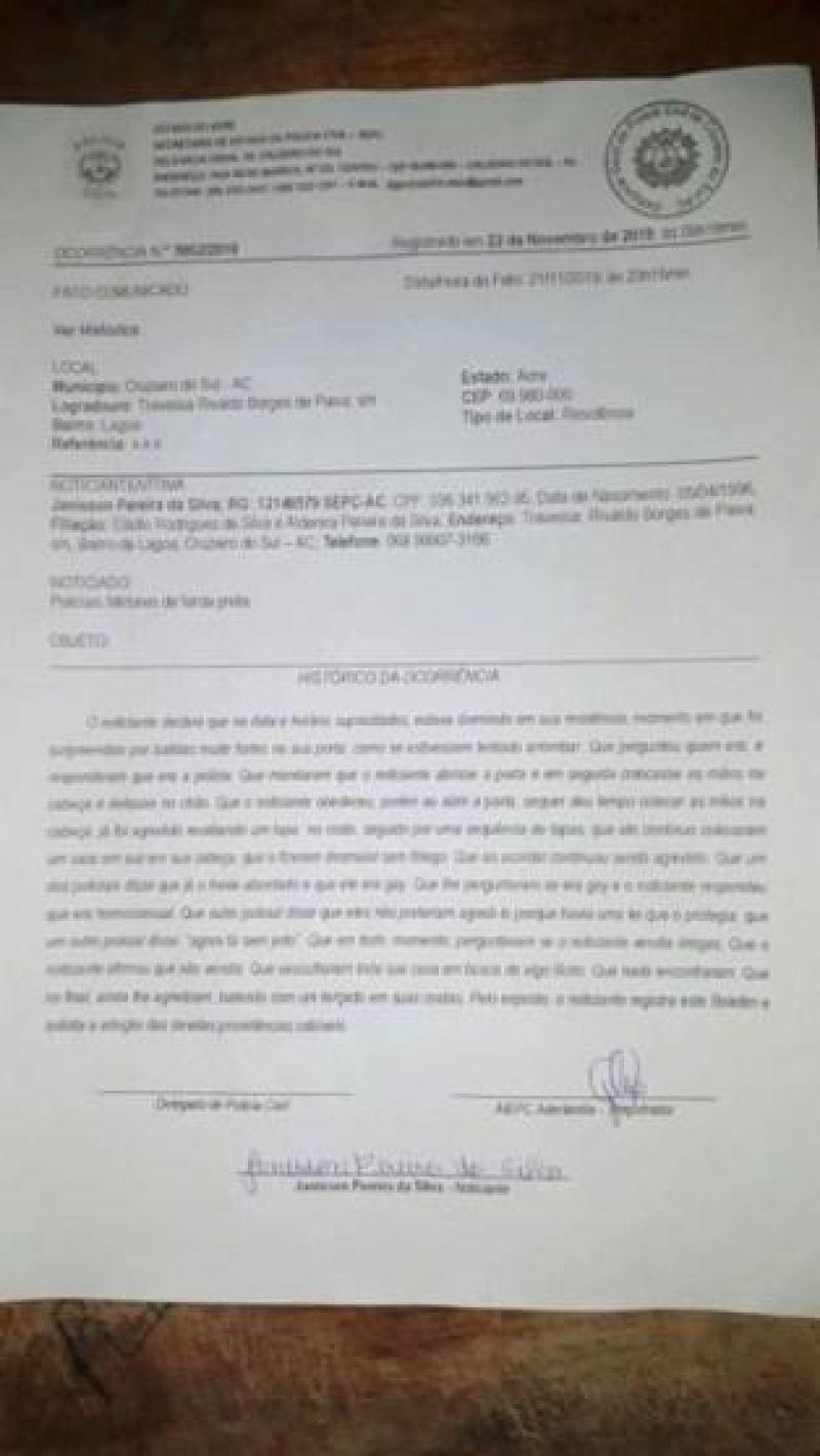 Policiais Militares do Acre são acusados de torturar estudante homossexual Policiais Militares do Acre são acusados de torturar estudante homossexual