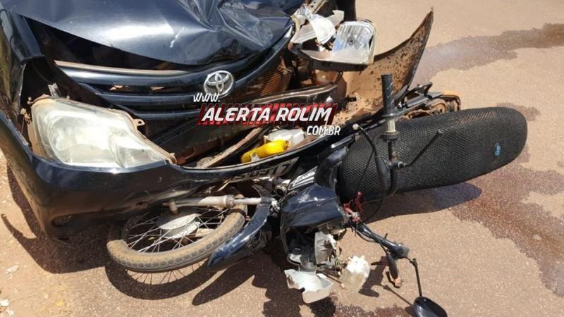 Motociclista fratura a perna em grave acidente de trânsito em Rolim de Moura Motociclista fratura a perna em grave acidente de trânsito em Rolim de Moura