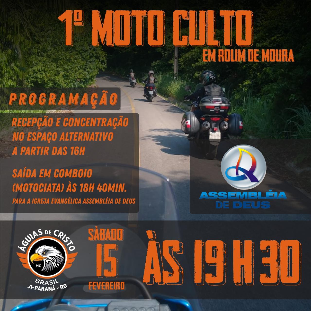 Dia 15 de fevereiro acontecerá 1ª Motoculto de Rolim de Moura