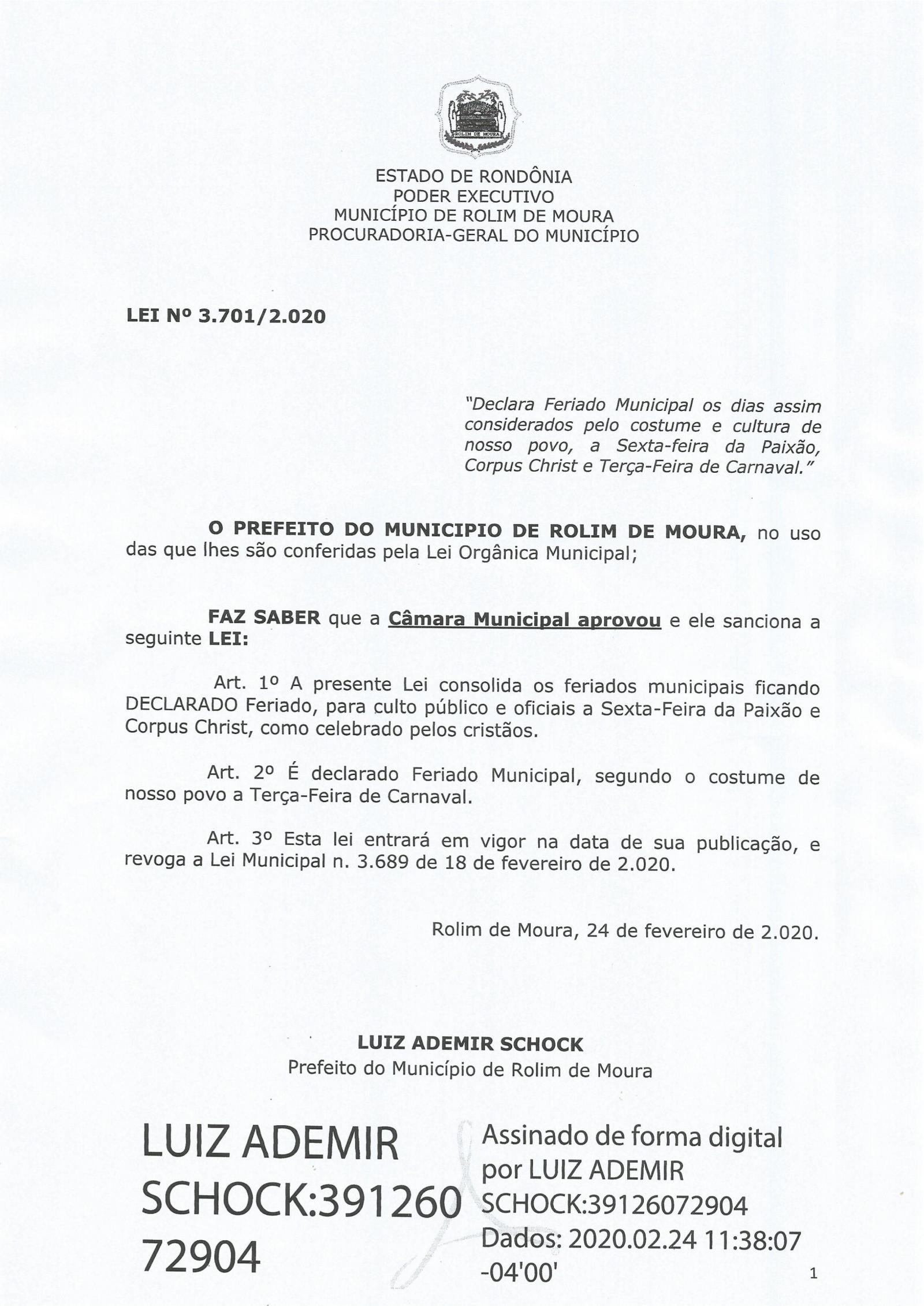 Câmara de Rolim de Moura aprova projeto de lei, e feriado de carnaval e Corpus Christi continua valendo no município Câmara de Rolim de Moura aprova projeto de lei, e feriado de carnaval e Corpus Christi continua valendo no município