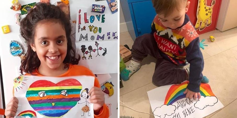 Arco-íris da esperança: crianças espalham cartazes com mensagens pelo mundo