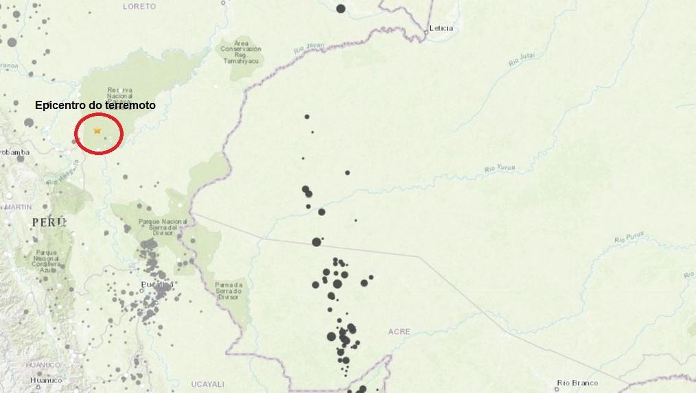 Terremoto é registrado no Peru e sentido em cidades do Acre Terremoto é registrado no Peru e sentido em cidades do Acre