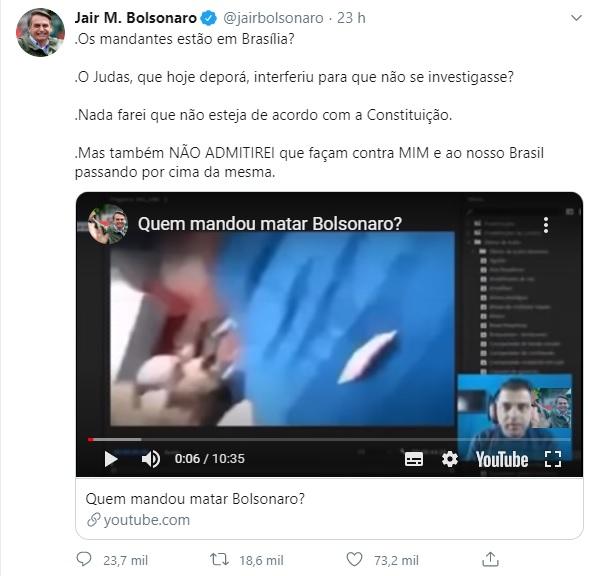 Para PF, vídeo compartilhado por Bolsonaro com a expressão 