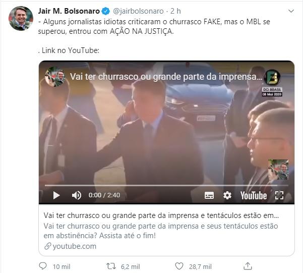 Bolsonaro diz que faria churrasco neste sábado, volta atrás, diz que Bolsonaro diz que faria churrasco neste sábado, volta atrás, diz que
