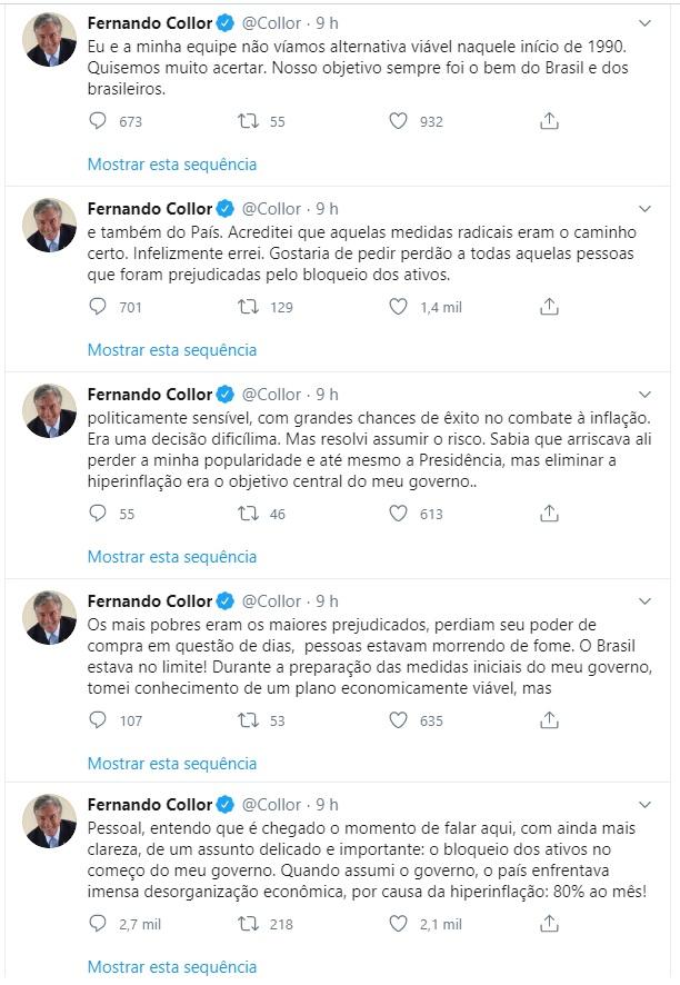Collor pede perdão pelo confisco do saldo de cadernetas de poupança em 1990 Collor pede perdão pelo confisco do saldo de cadernetas de poupança em 1990
