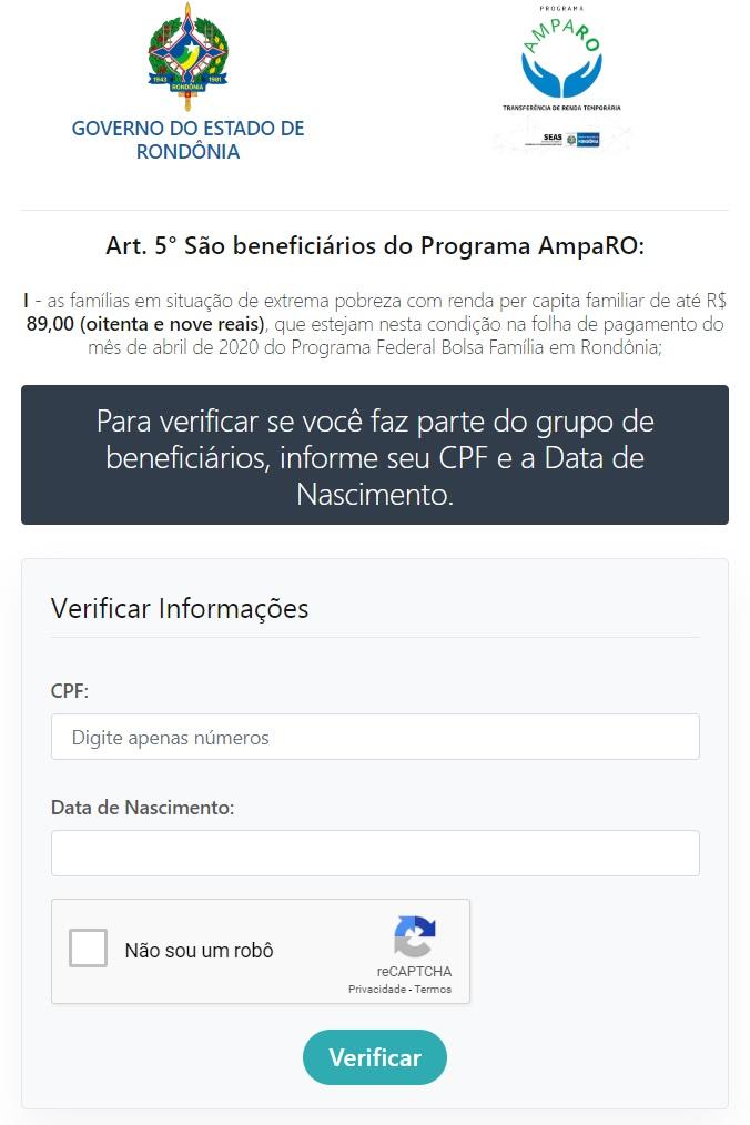 Governo de RO libera link para pagamento de auxílio de R$ 200 ao beneficiários do Bolsa Família no estado