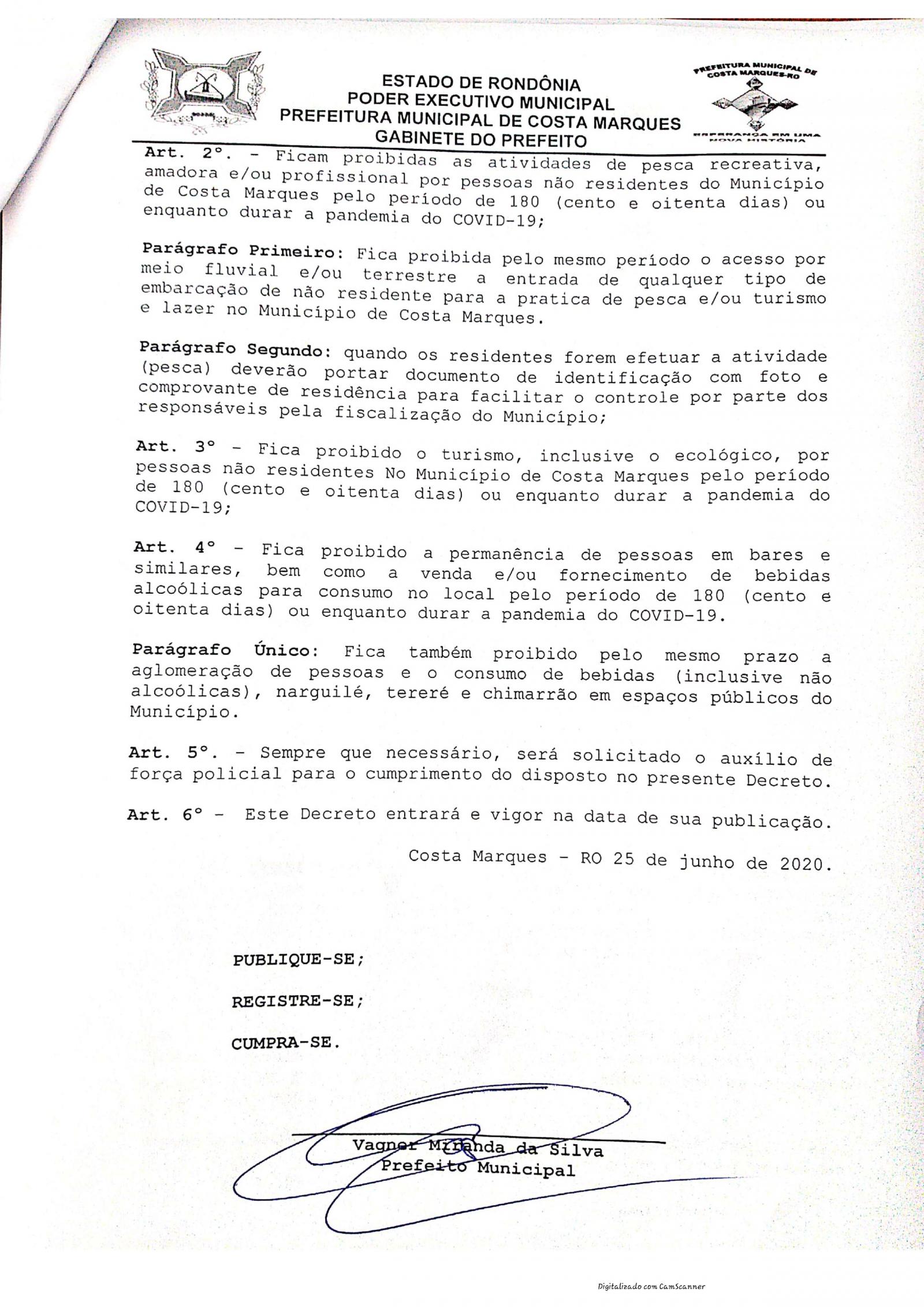 Prefeitura de Costa Marques proíbe pesca amadora ou profissional de pessoas que não são do município