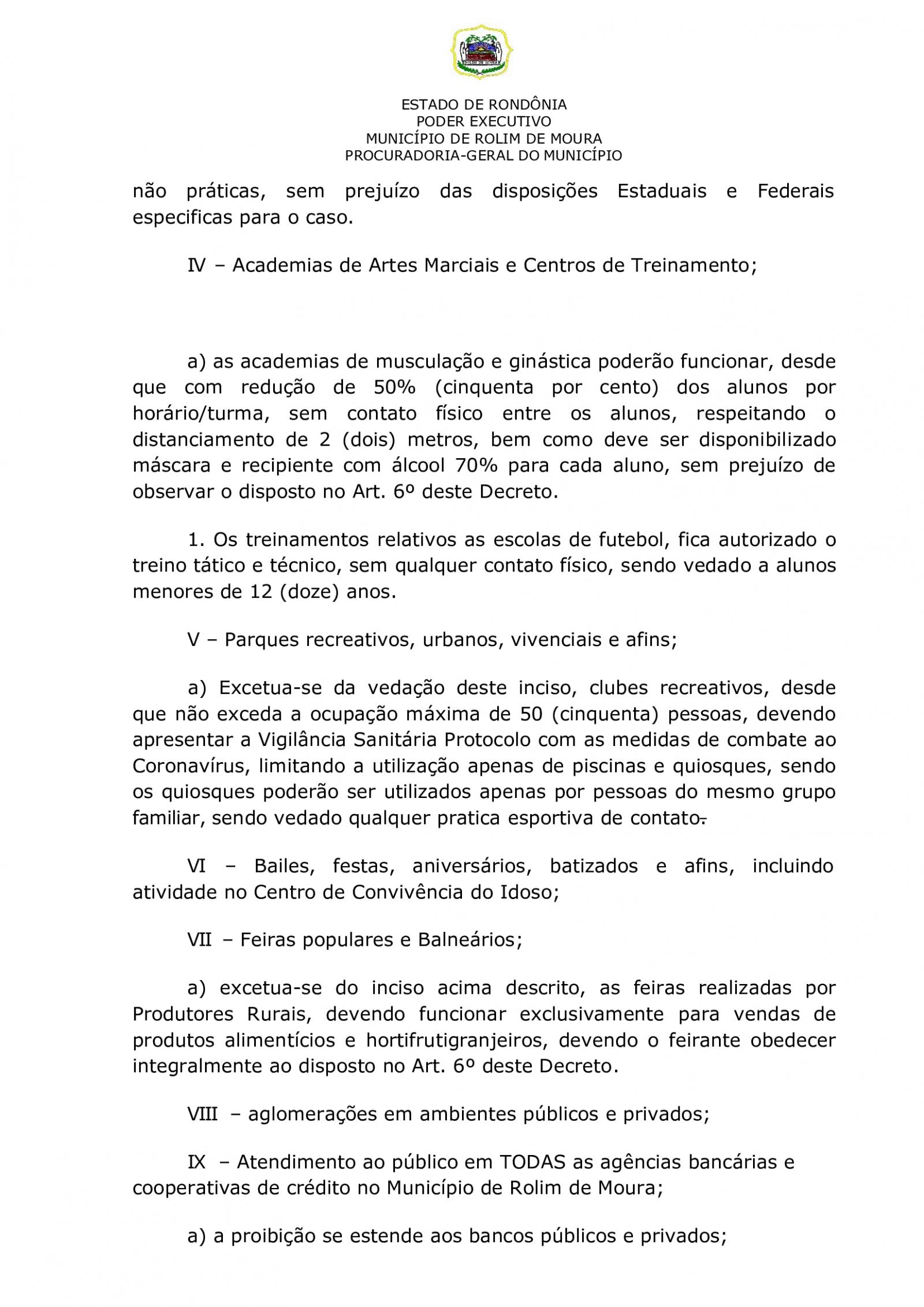 Prefeitura de Rolim de Moura publica novo decreto em combate ao covid-19; veja o que muda