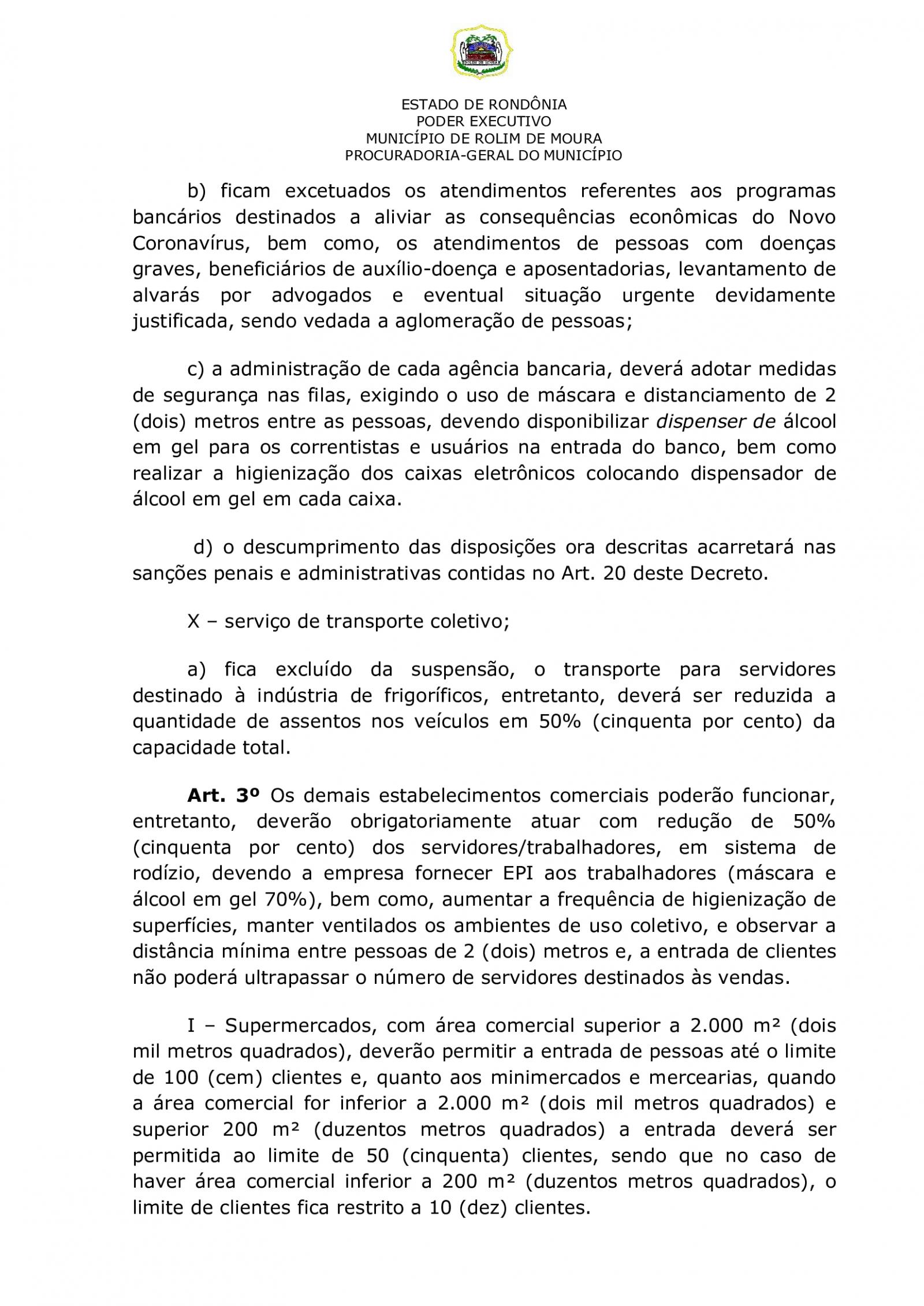 Prefeitura de Rolim de Moura publica novo decreto em combate ao covid-19; veja o que muda
