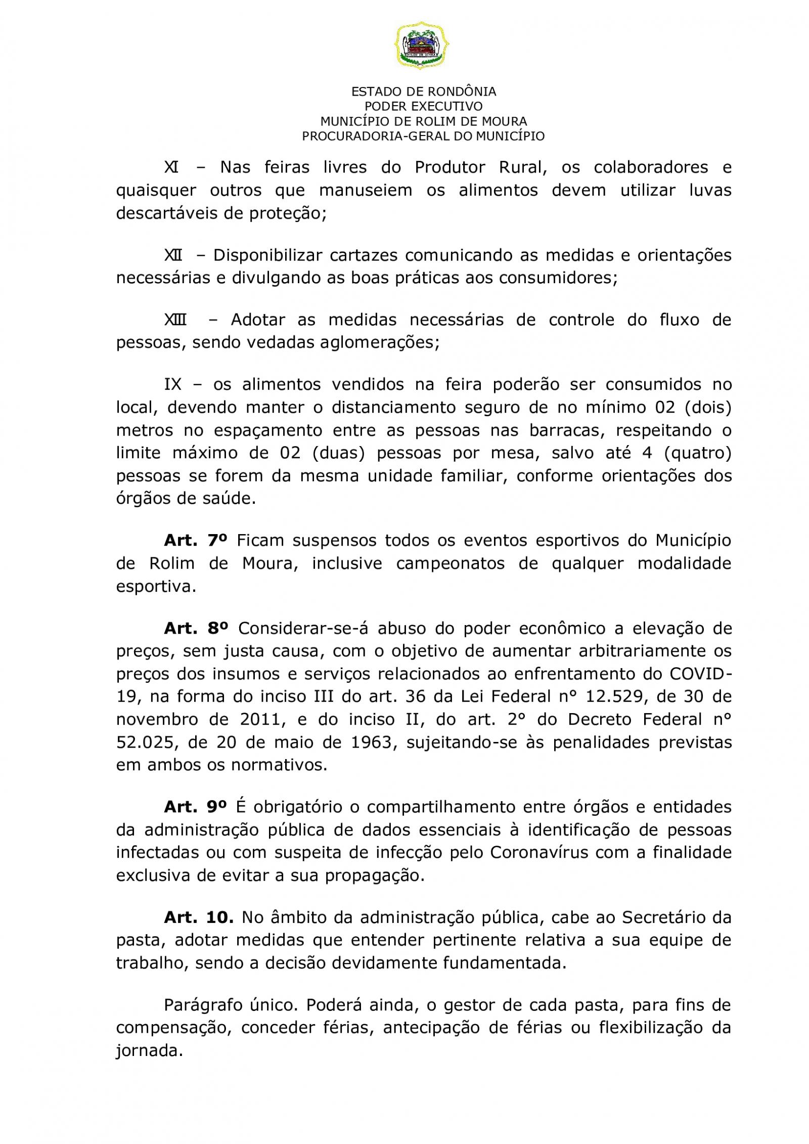 Prefeitura de Rolim de Moura publica novo decreto em combate ao covid-19; veja o que muda