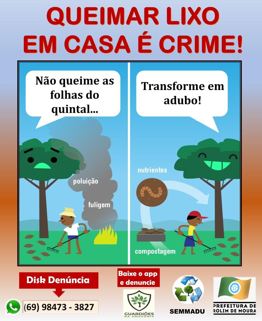 Rolim de Moura: Secretaria de Meio Ambiente alerta que queimar lixo doméstico é crime ambiental