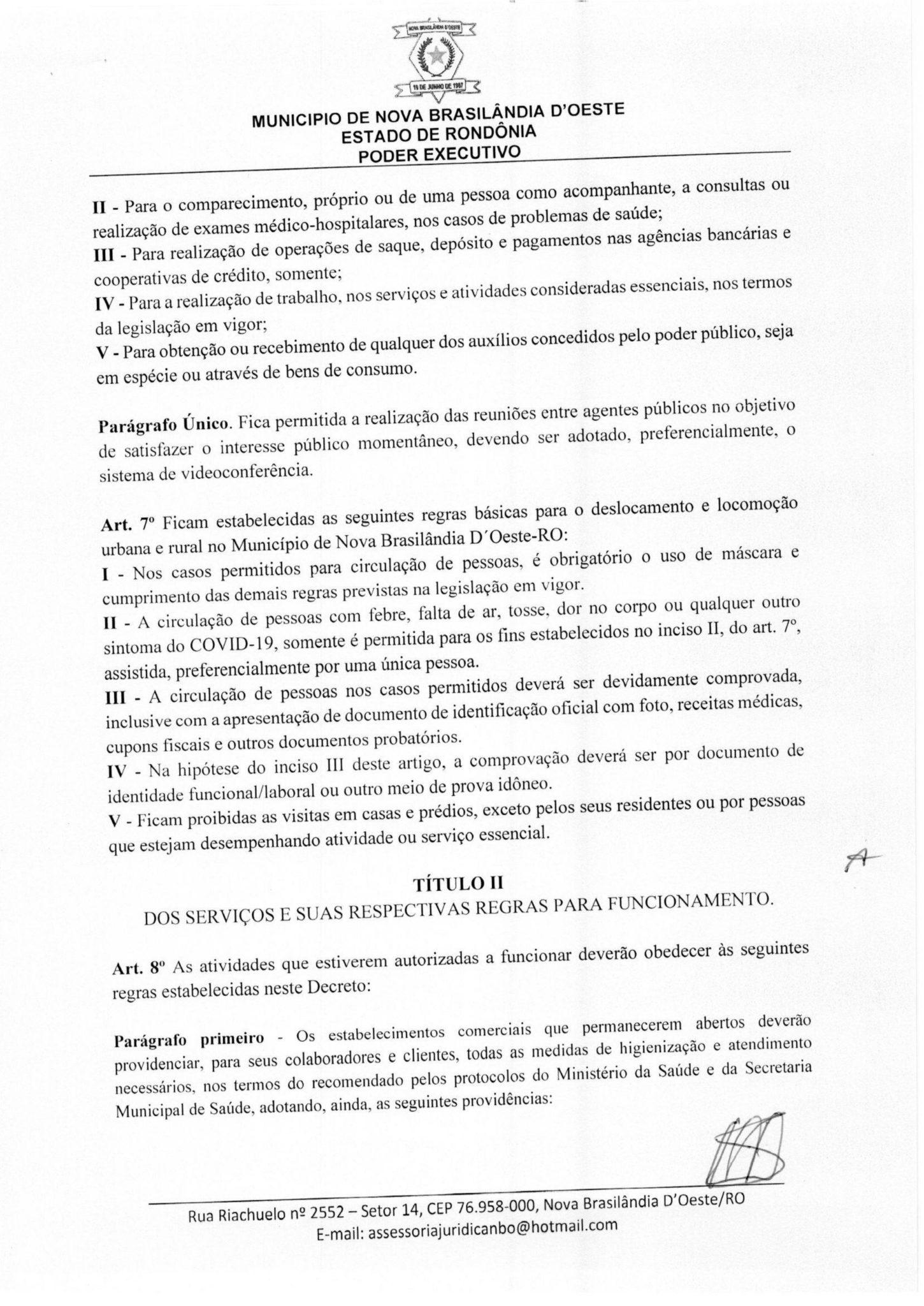 Prefeitura de Nova Brasilândia decreta 