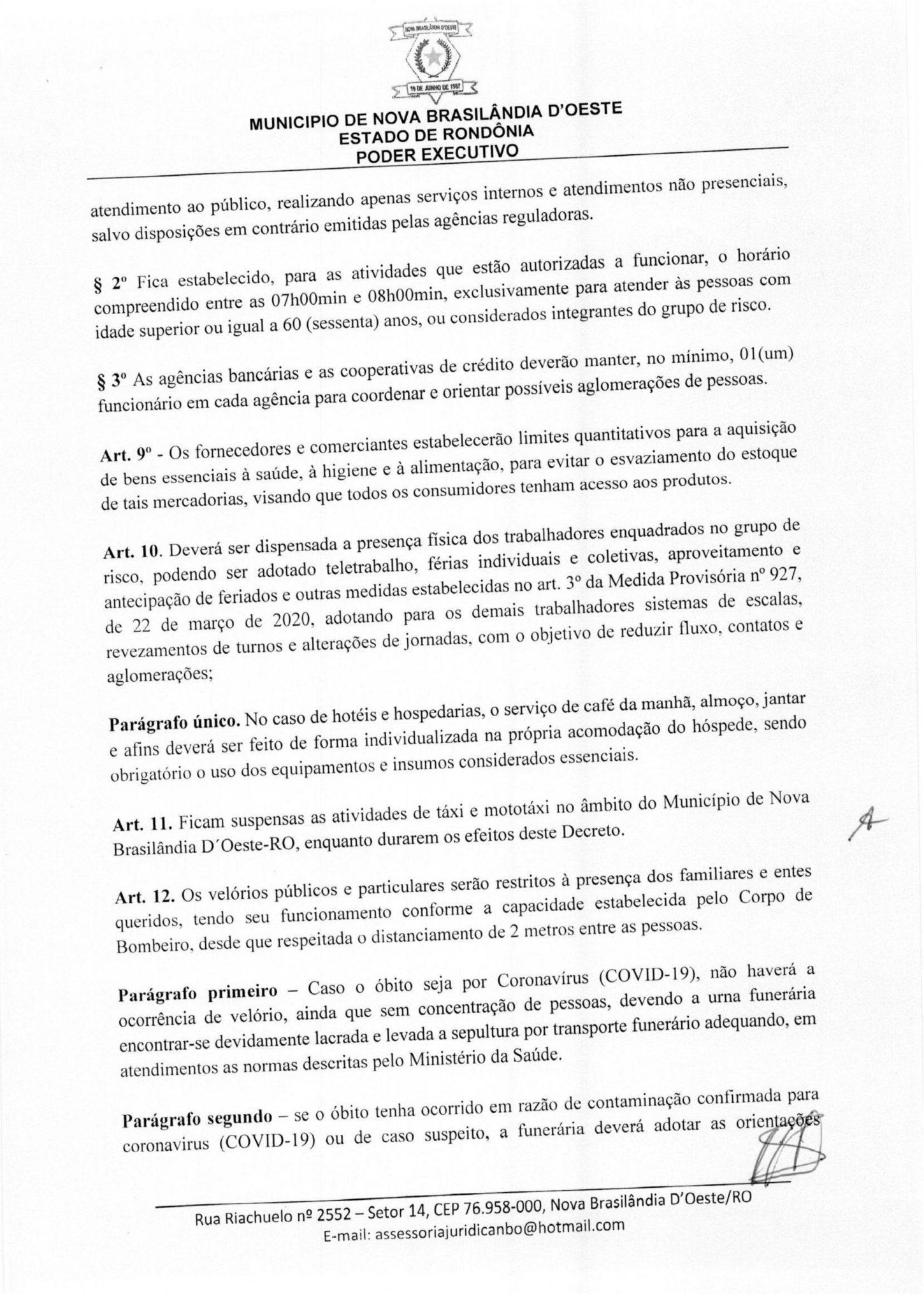 Prefeitura de Nova Brasilândia decreta 