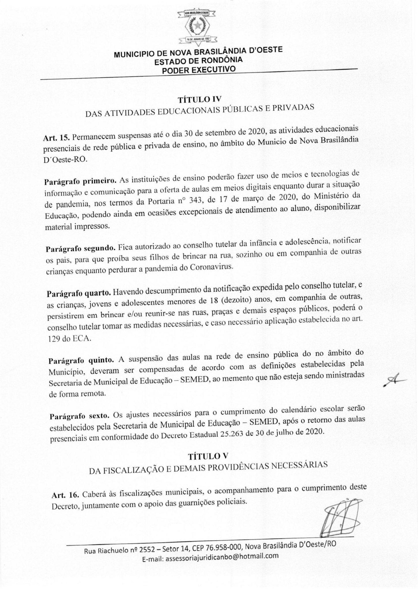 Prefeitura de Nova Brasilândia decreta 