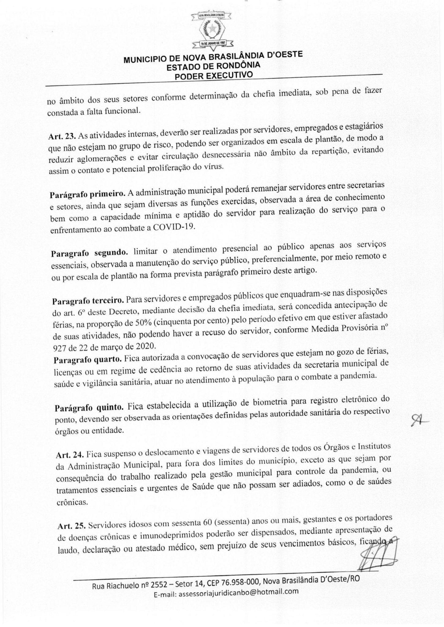 Prefeitura de Nova Brasilândia decreta 