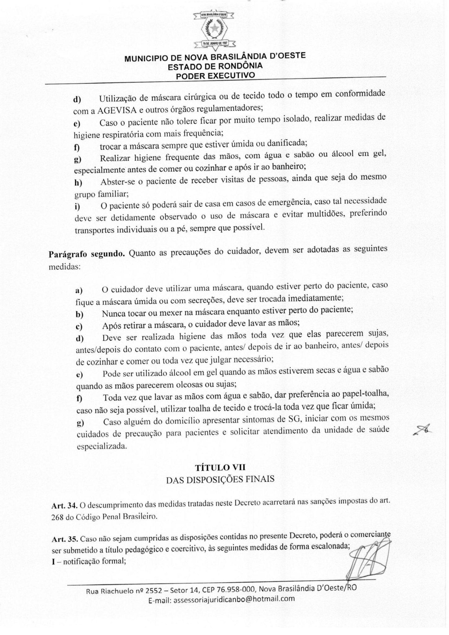 Prefeitura de Nova Brasilândia decreta 